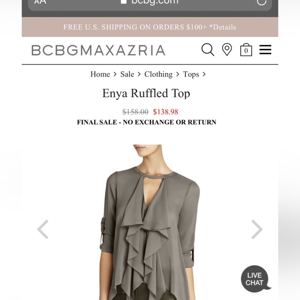 BCBGMaxAzria Sheer Ruffled Light Blue Top - Picture 5 of 8